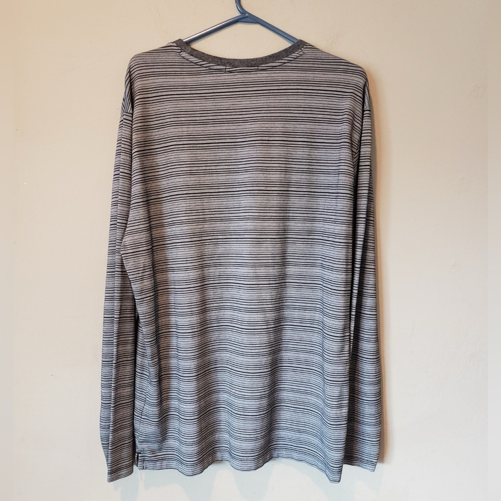 Robert Barakett Black and White Striped Long Sleeve Shirt - Picture 3 of 3